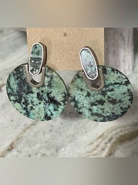 #KENDRA  SCOTT _  Didi Rhodium Plated African Turquoise Drop Earrings